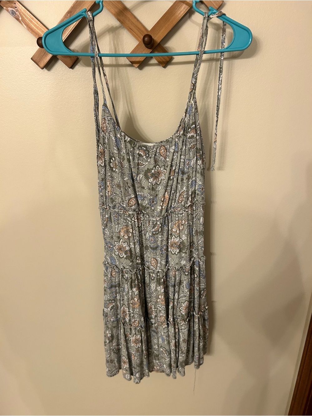 Wallflower Sage Green Floral Tiered Mini Dress